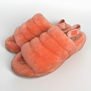 UGG Fluff Yeah Slide Womens Slippers Red Currant 1095119 Sz 9‎ Coral Cozy Soft